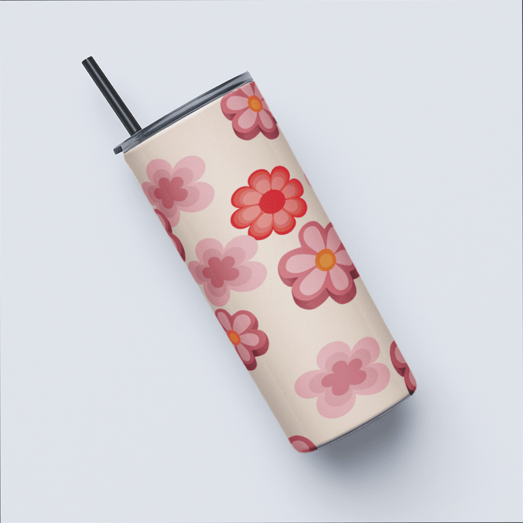 Bloomette Peach Aesthetic Tumbler Bottle with Straw