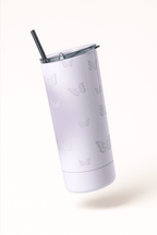 Purple Aura Butterfly Print Tumbler Bottle