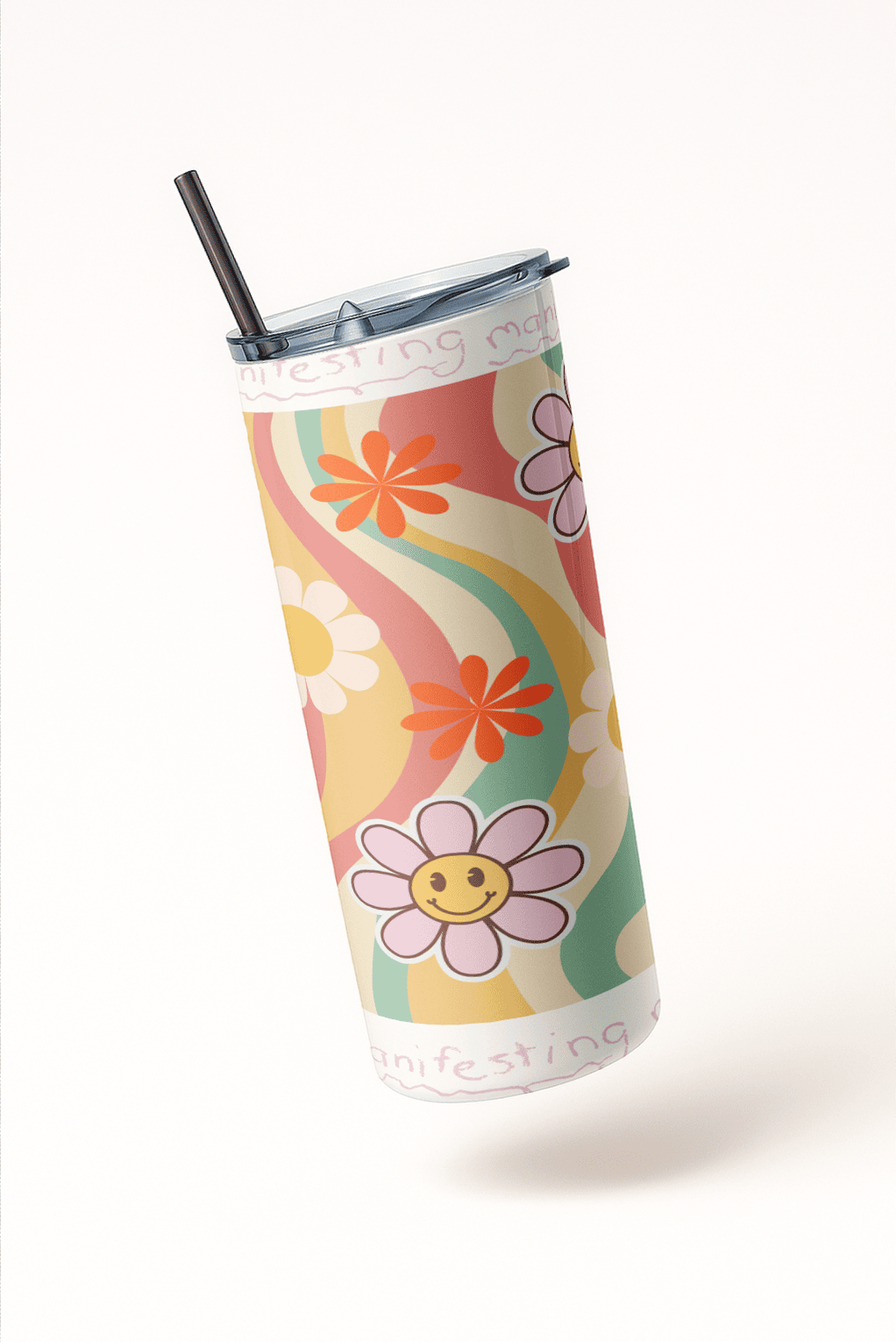Funky Bubble Blossom Tumbler Bottle with Straw
