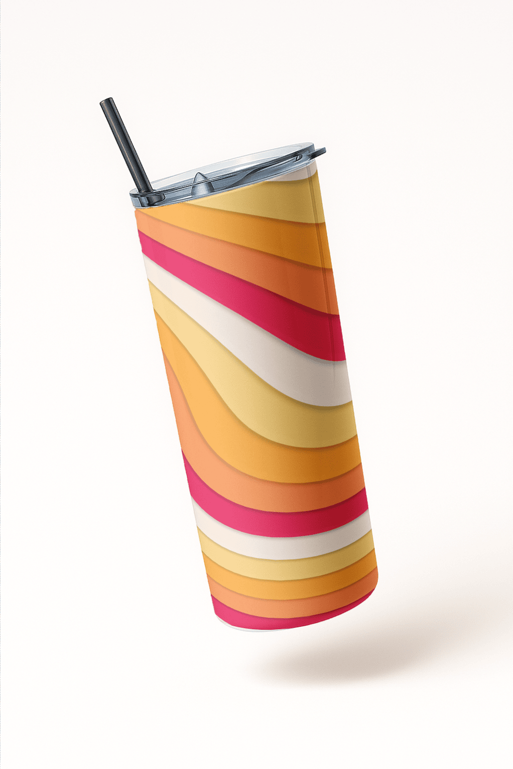 Funky Swirly Stripe Tumbler Bottle with Straw