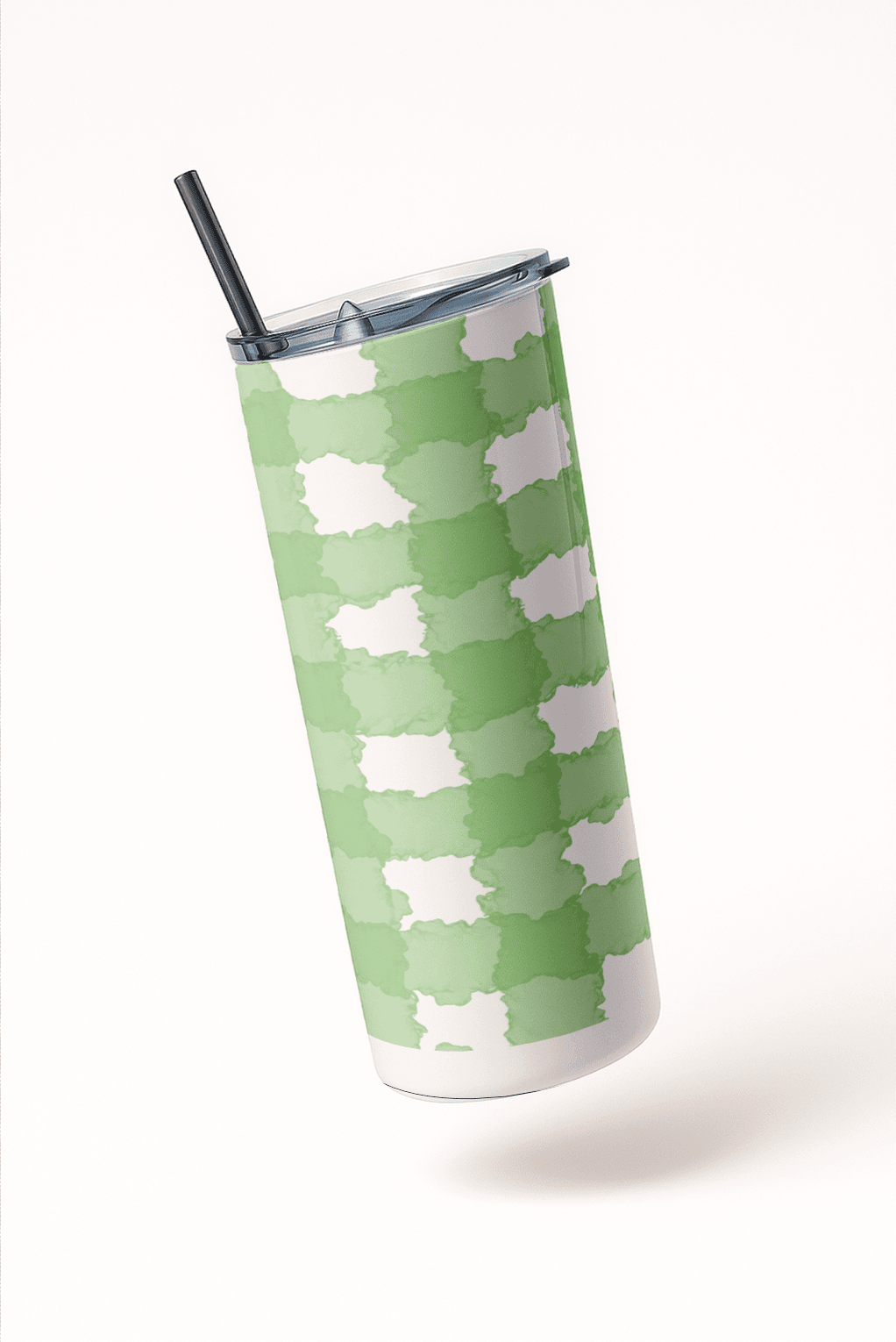 Green Check n chill Tumbler Bottle with Straw