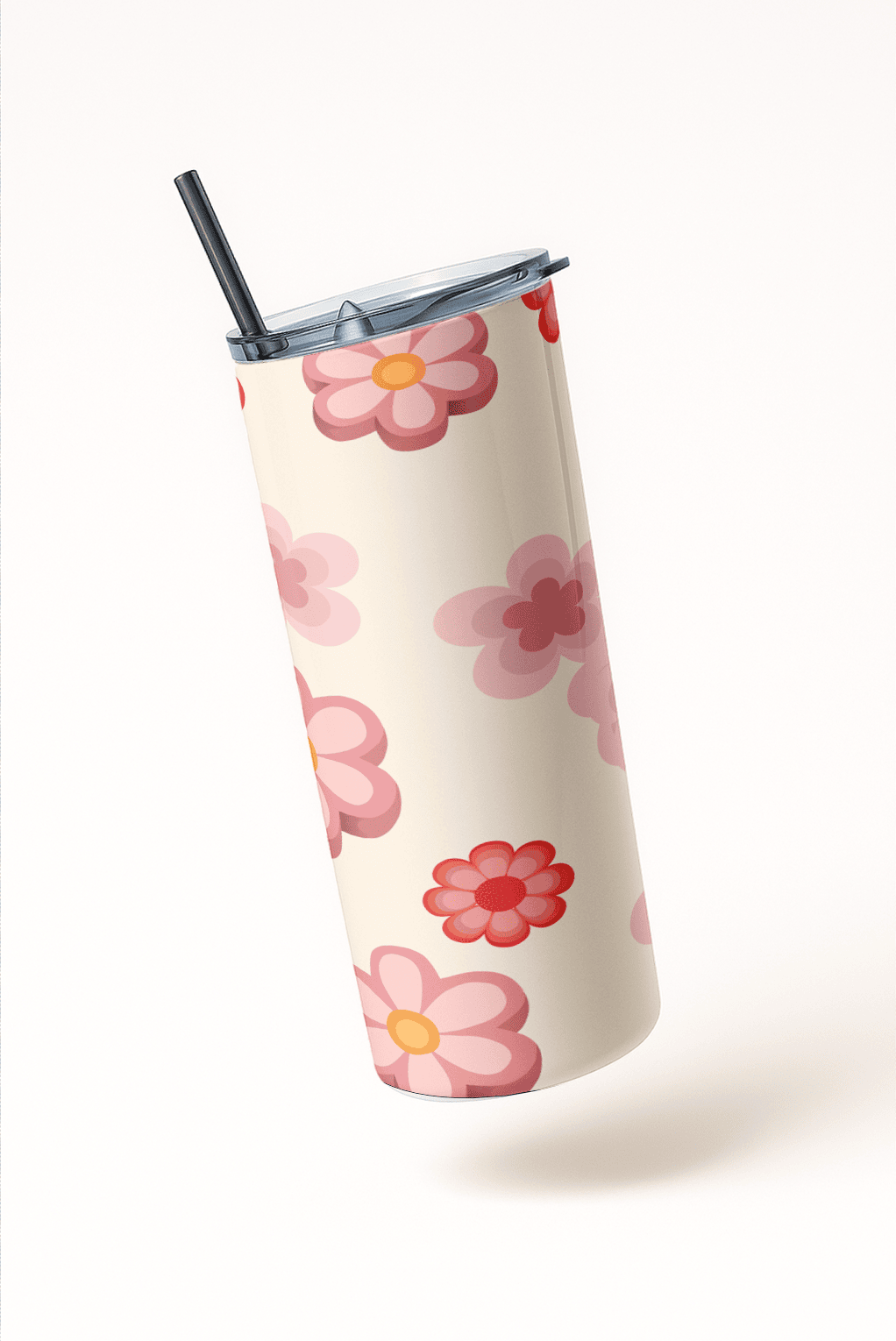 Bloomette Peach Aesthetic Tumbler Bottle with Straw