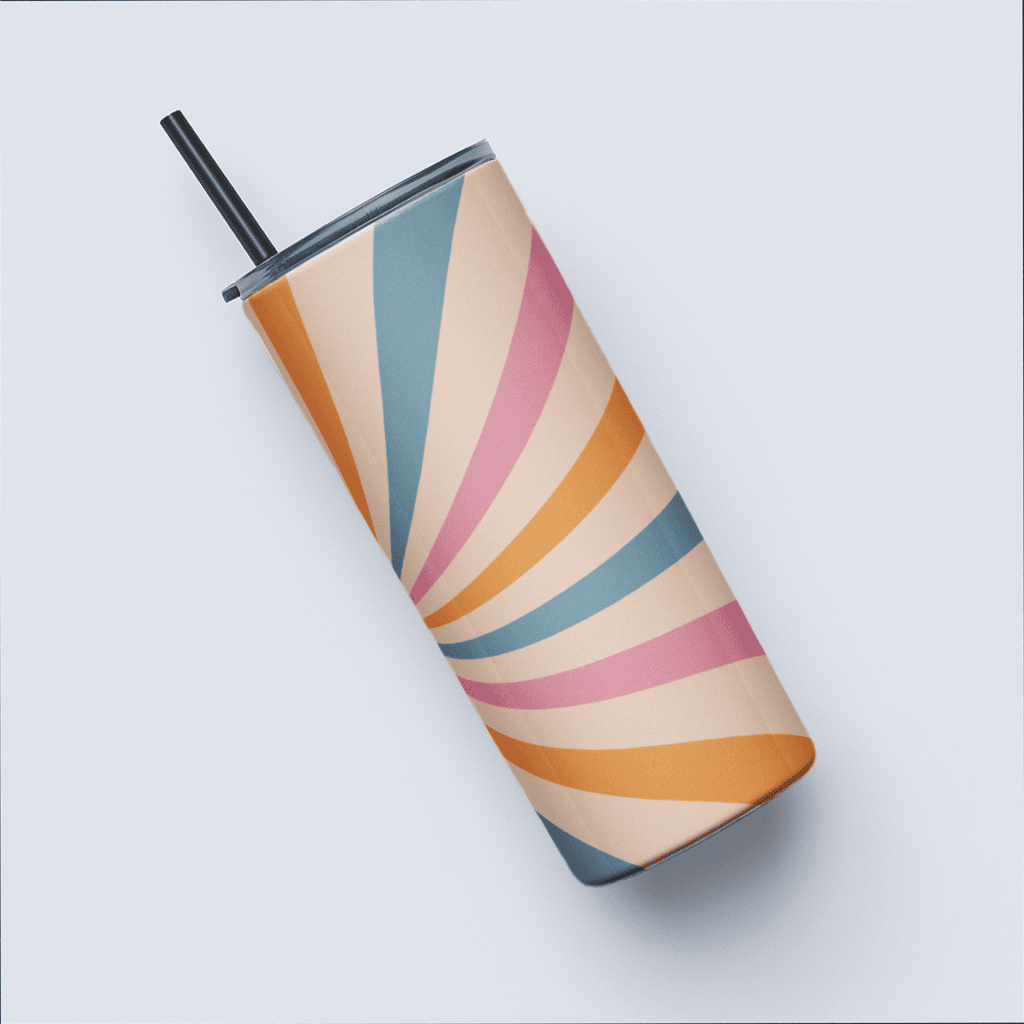 Funky Trance Print Aesthetic Tumbler Bottle with Straw