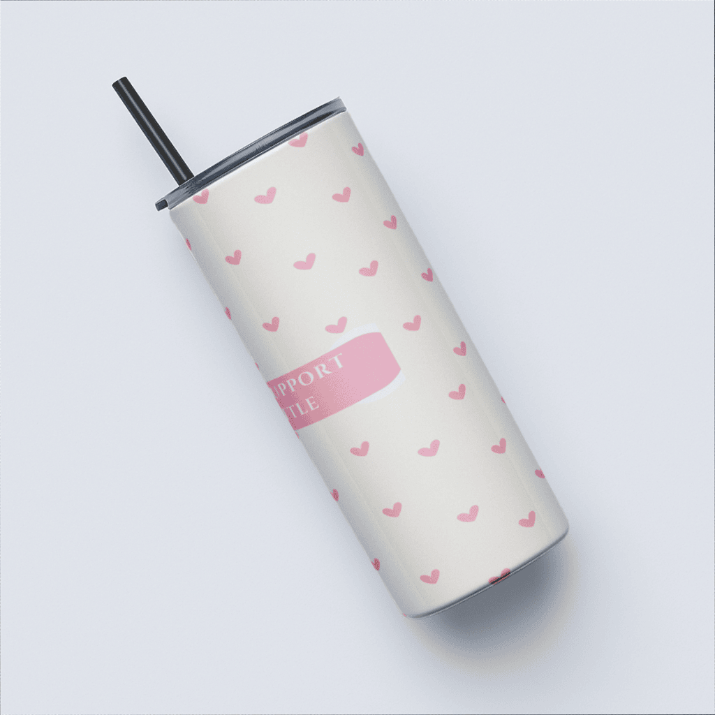 Emotional Support Cute Aesthetic Tumbler Bottle with Straw