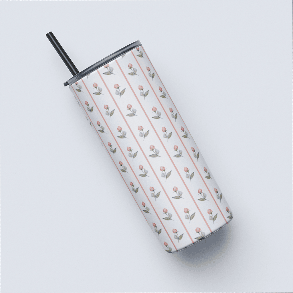 Florette Aesthetic Print Tumbler Bottle with Straw