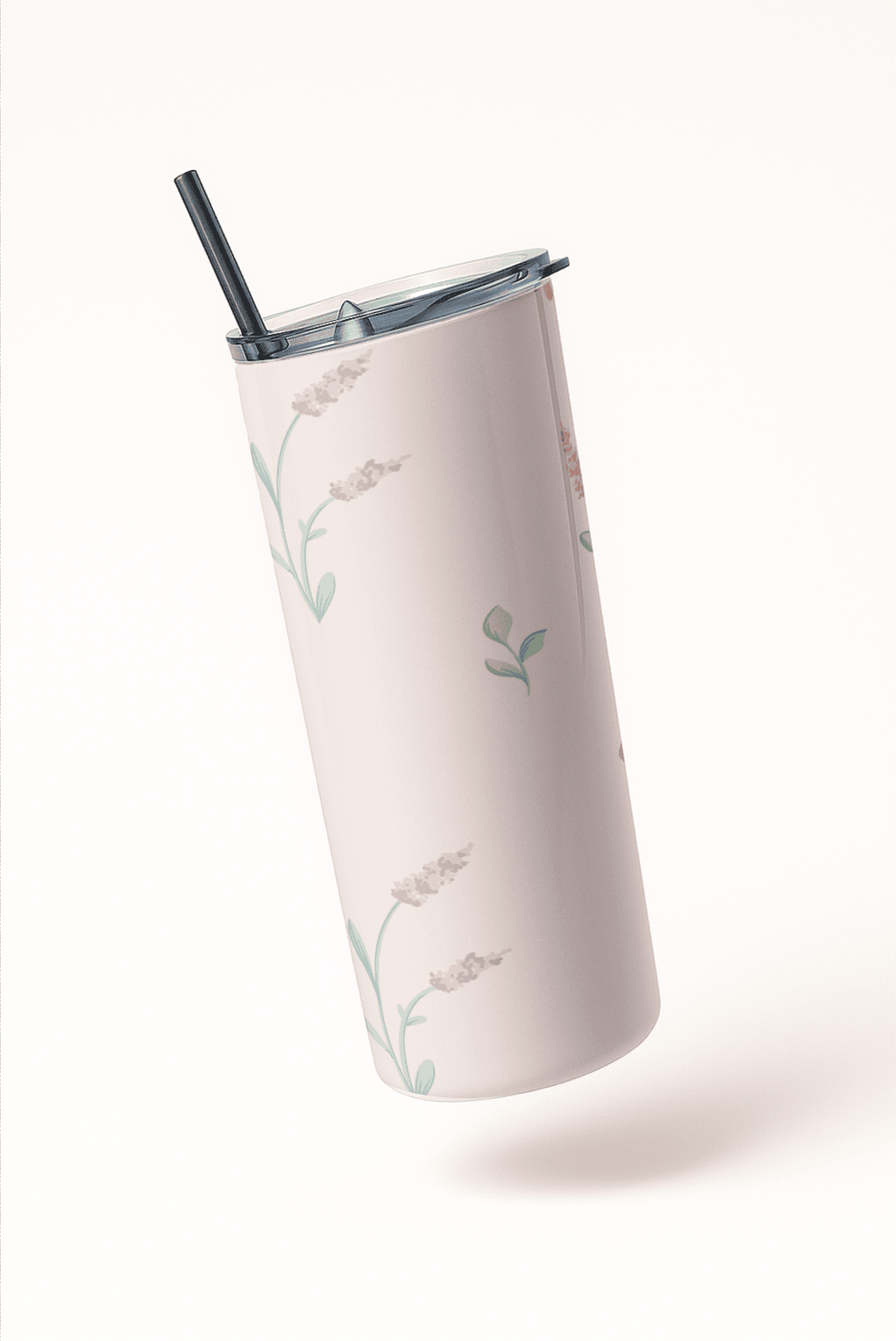 Pink Floral Tumbler Bottle with Straw